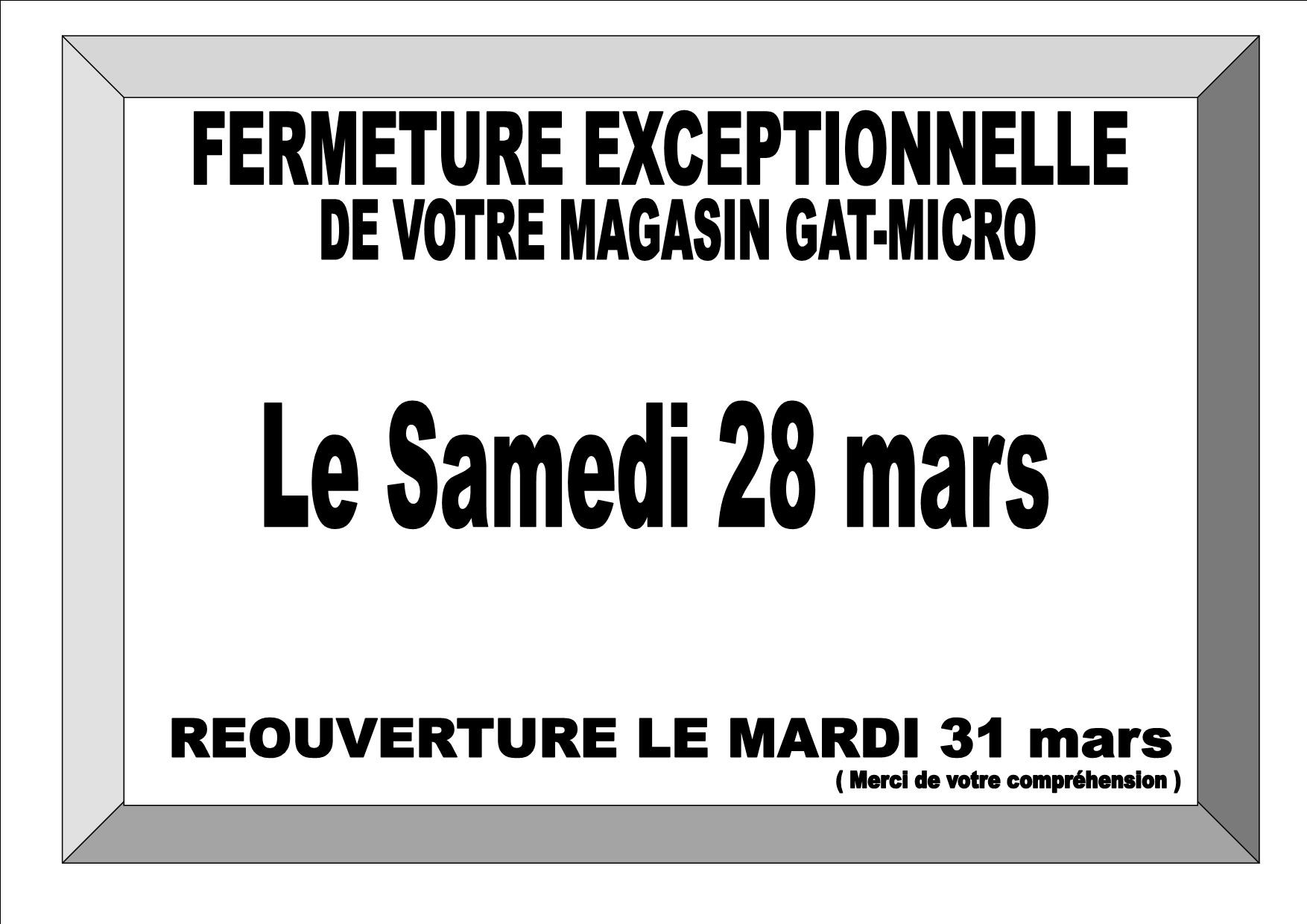 FERMETURE POUR CONGE