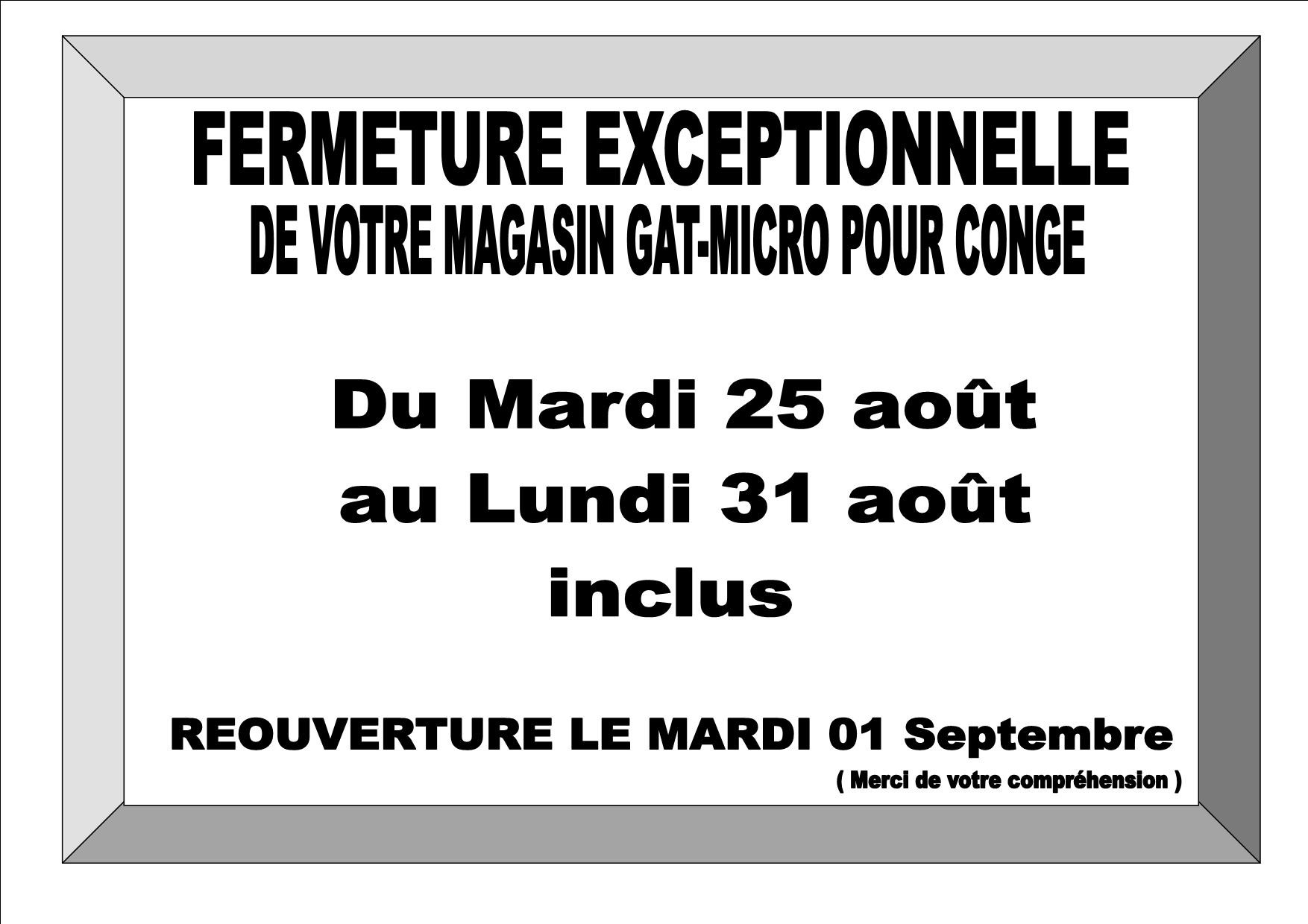Cong&eacute; FIN AO&Uuml;T 2026