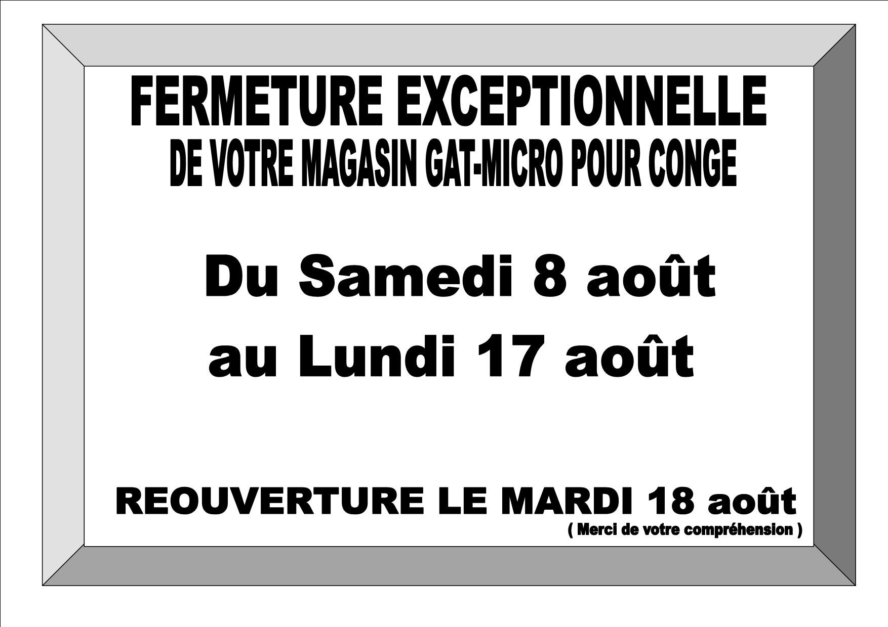 Cong&eacute; AO&Uuml;T 2026